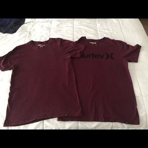 2 Burgundy Hurley shirts